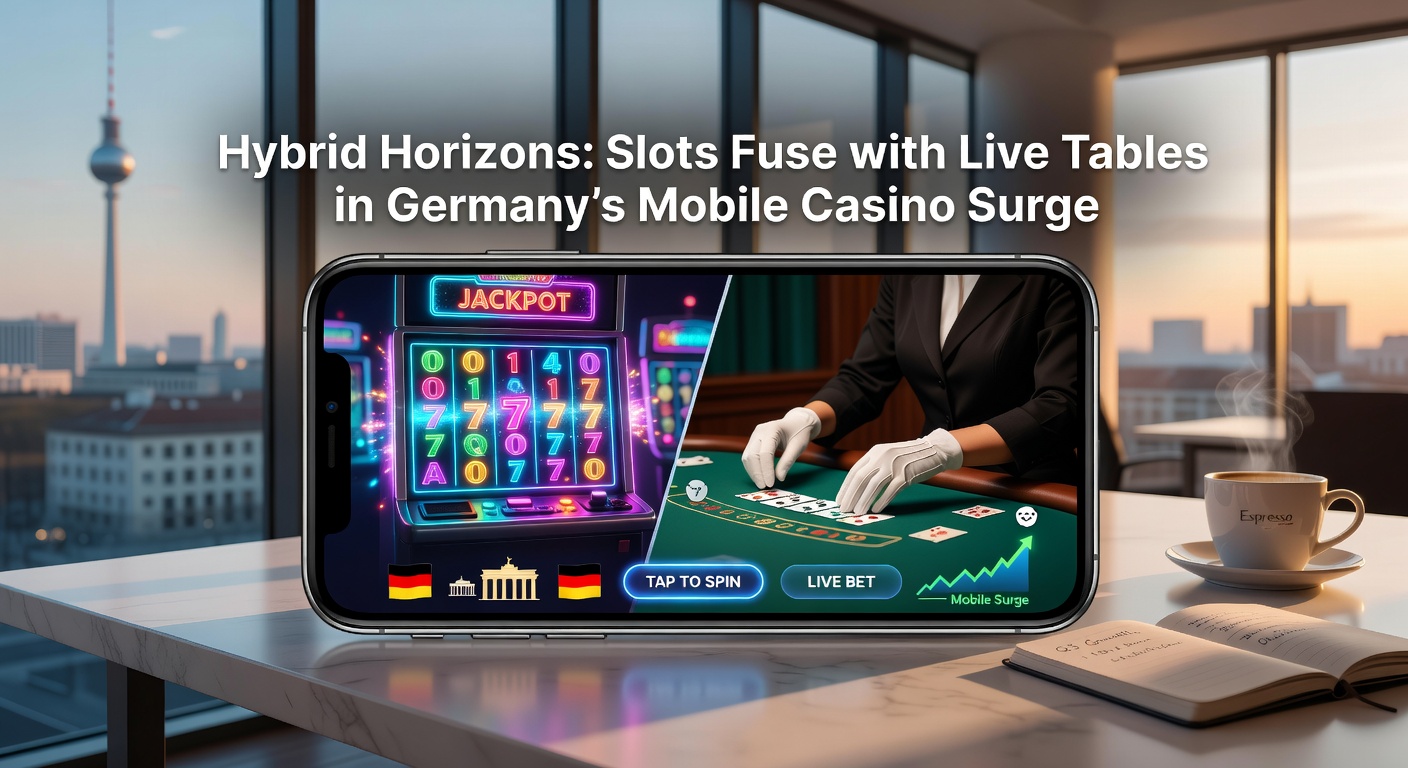 Live-Dealer an einem hybriden Tisch mit Slot-Elementen auf einem Tablet, dargestellt in einem modernen deutschen Wohnzimmer-Setting