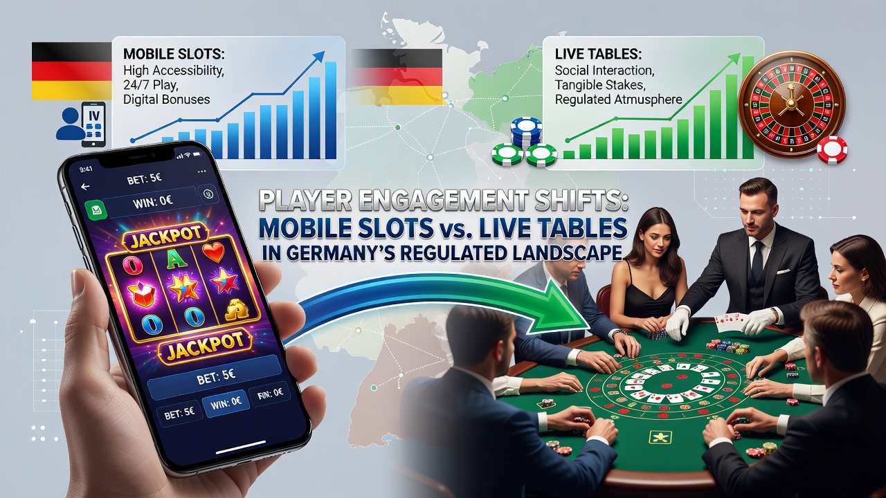 Vergleichsdiagramm der Engagement-Raten für Slots und Live-Tische auf mobilen Geräten