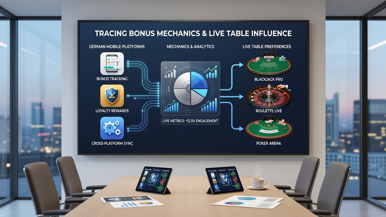 Mobile App-Oberfläche mit Live-Tisch-Boni und Nutzerstatistiken