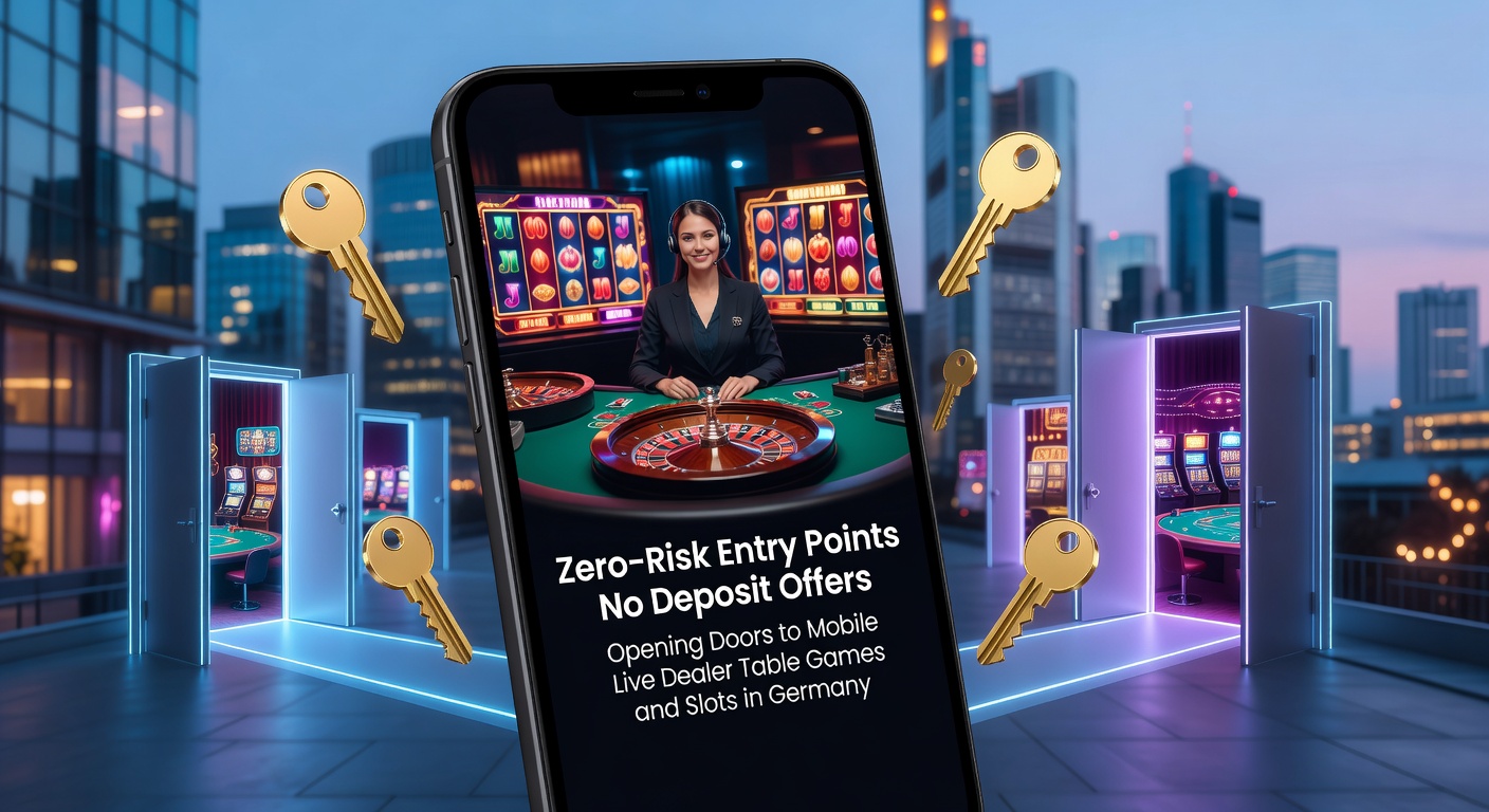 Smartphone mit Live-Dealer-Roulette und No-Deposit-Bonus-Symbolen auf einem deutschen Hintergrund